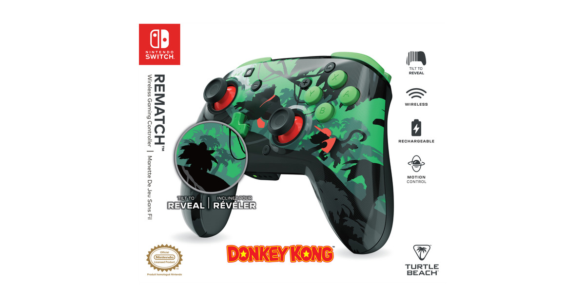 Turtle BeachRematch draadloze gamingcontroller – Donkey Kong  (Zwart/groen, Nintendo Switch, Nintendo Switch Lite, Nintendo Switch - OLED-model, Nintendo Switch 2)