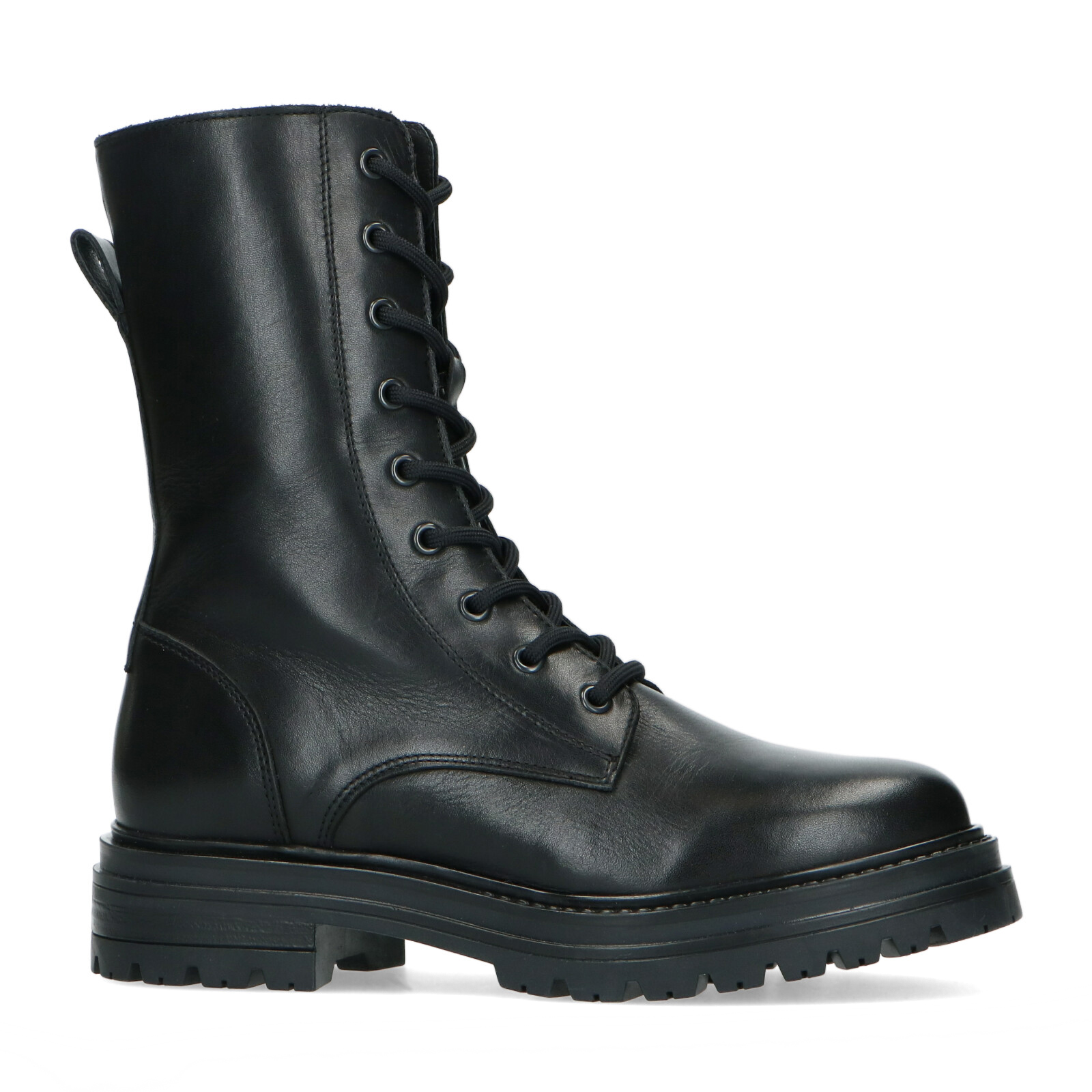 Zwarte leren biker boots met veters