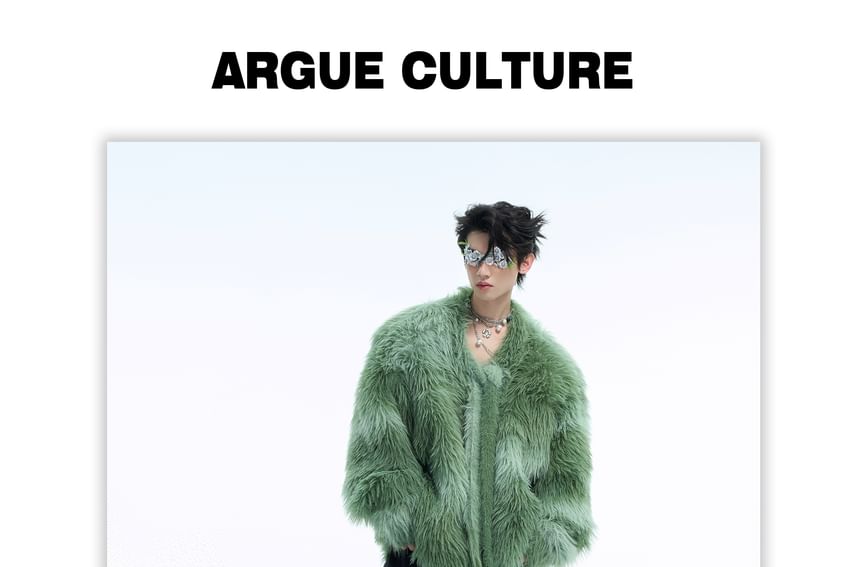 kooklay - V-hals tweekleurige pluizige cardigan