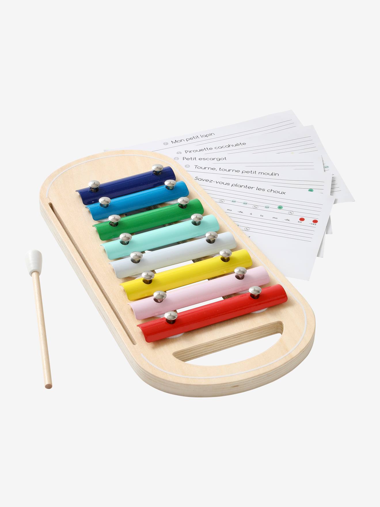 Xilofone com partitura multicolorida