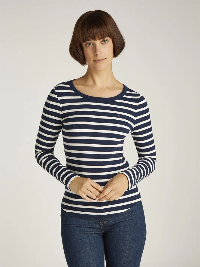 Tommy Hilfiger 5X2 RIB C-NK SS Breton dark night navy/ ivory petal