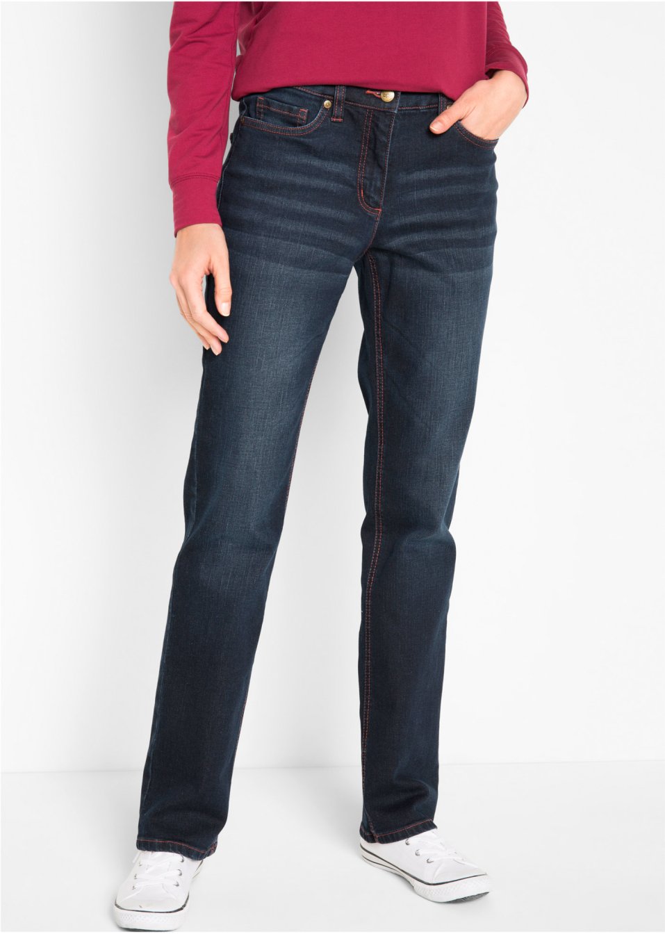 Jean extensible à taille confortable, Straight