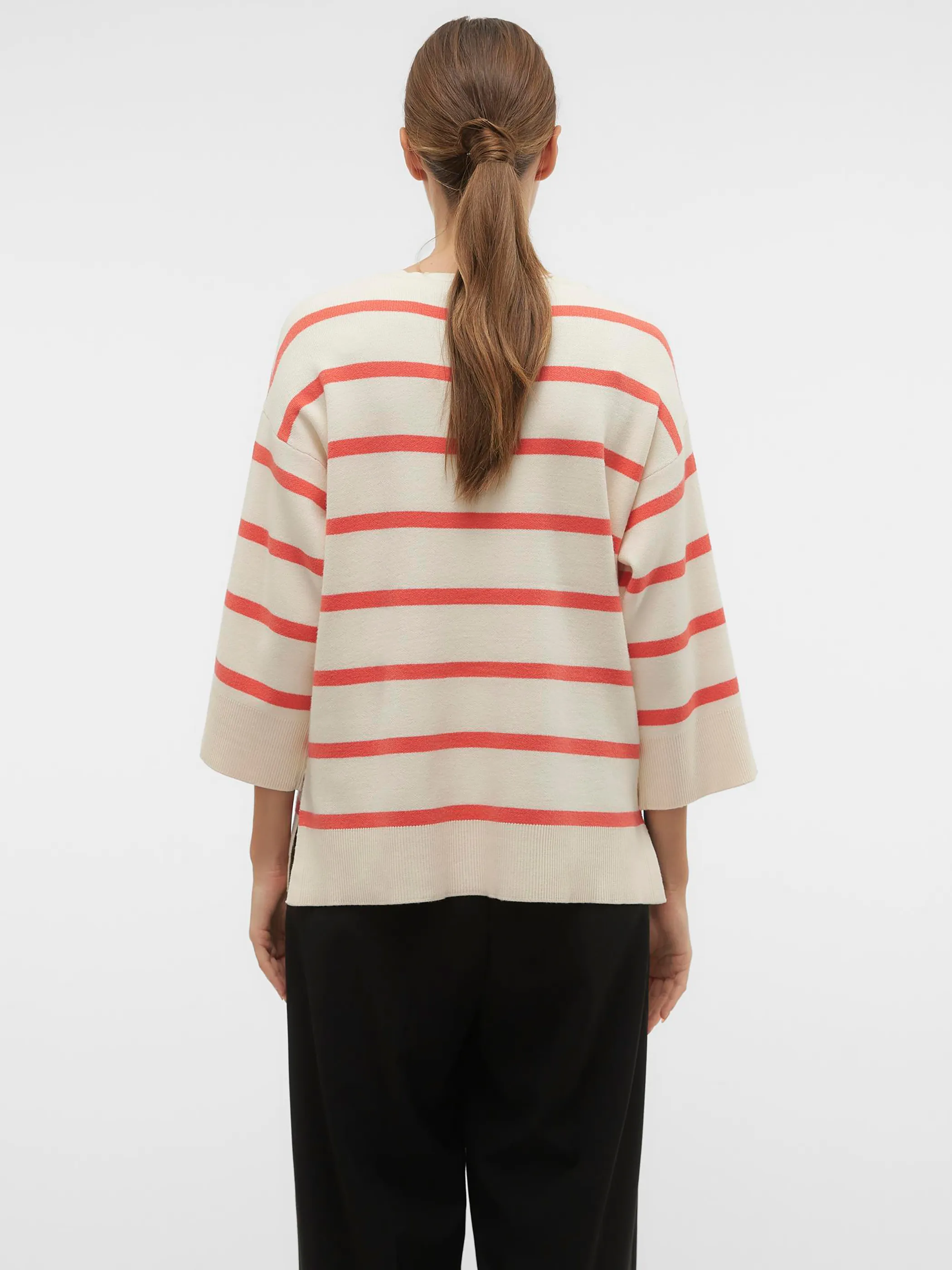 Vero ModaVMSABA 3/4 V-NCK STRI Strickpullover