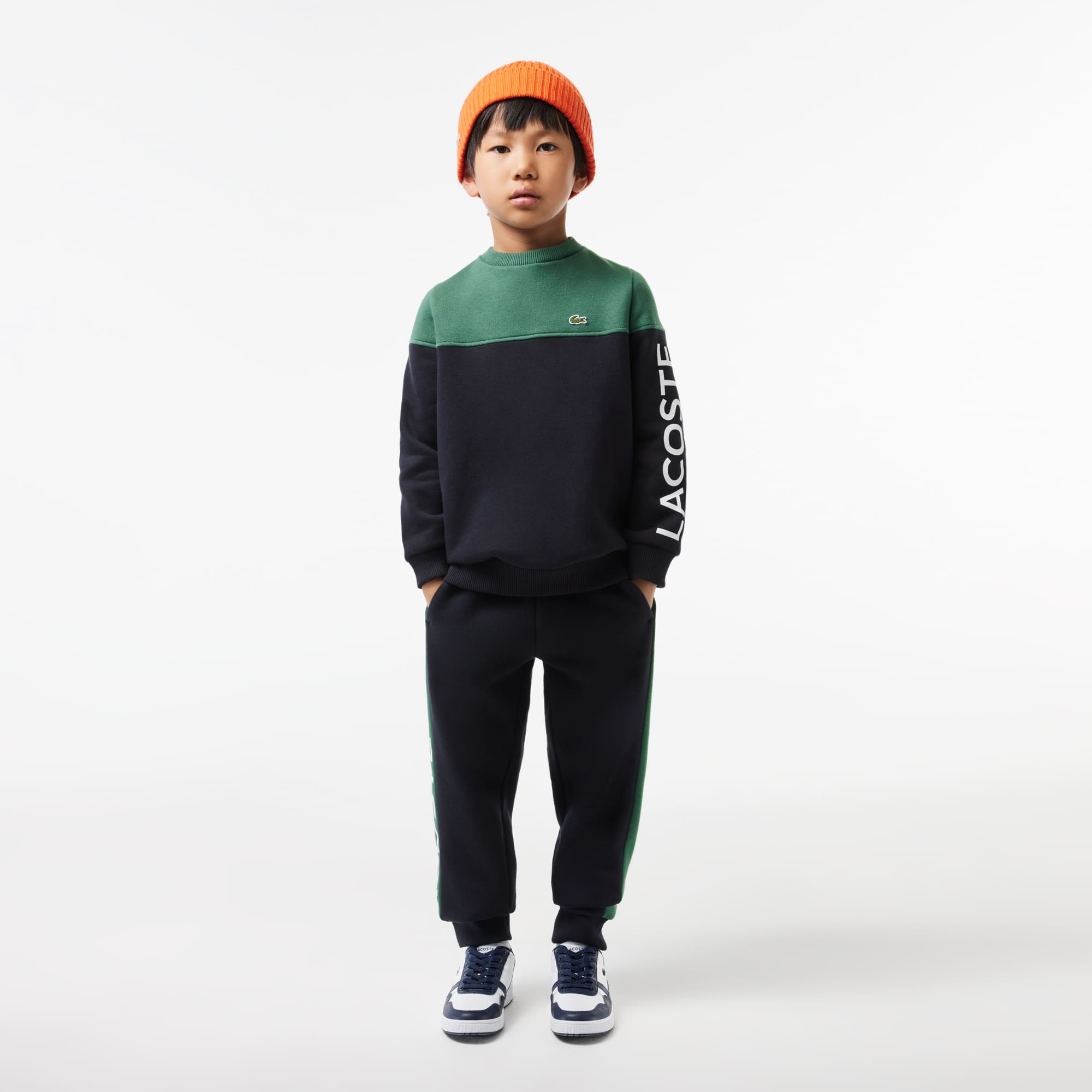Sweatshirt enfant color-block en molleton de coton biologique Pullovers & Sweatshirts - Vert - Lacoste - Enfant