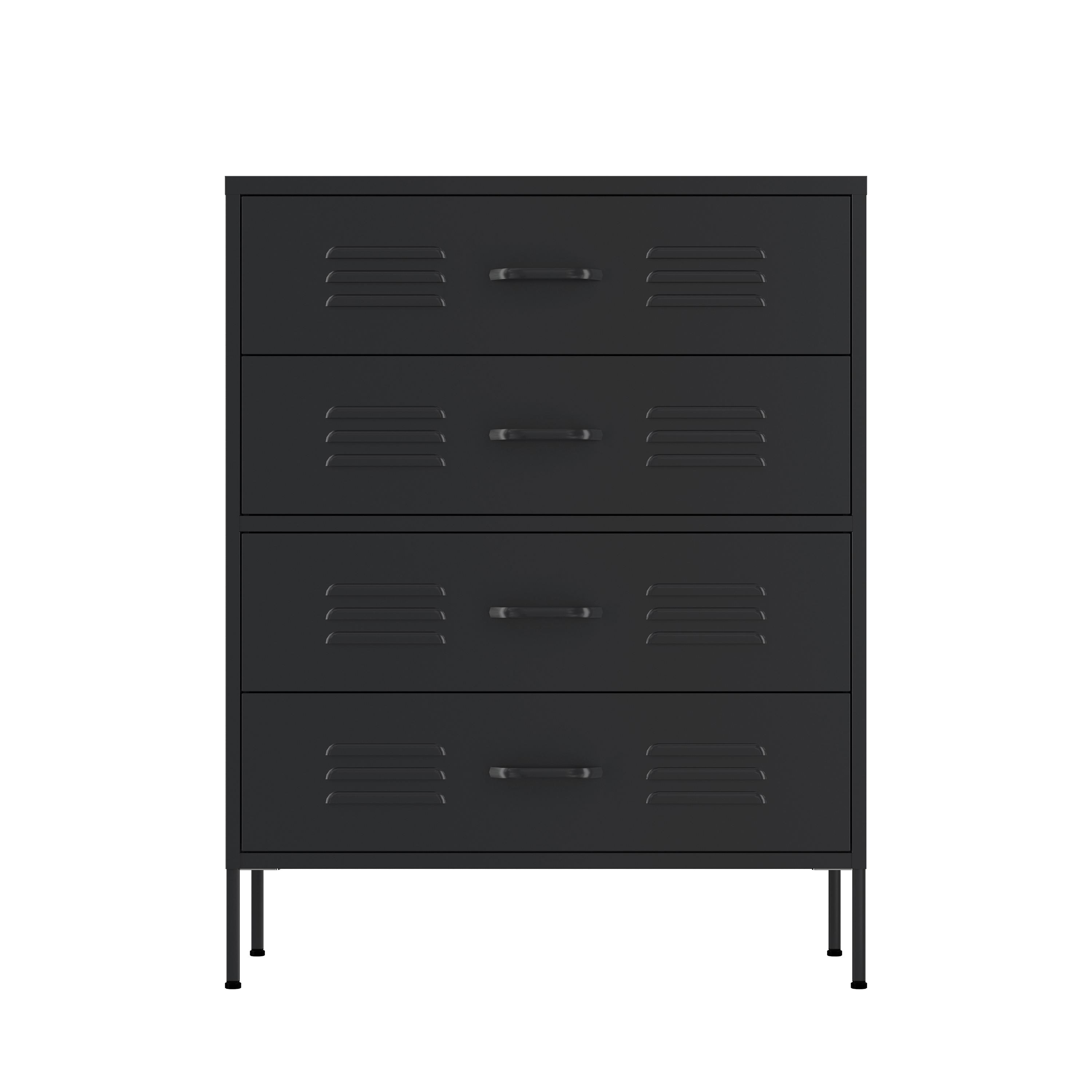 Kommode Metall KLAUS 4 Schubladen 80 x 101 cm schwarz