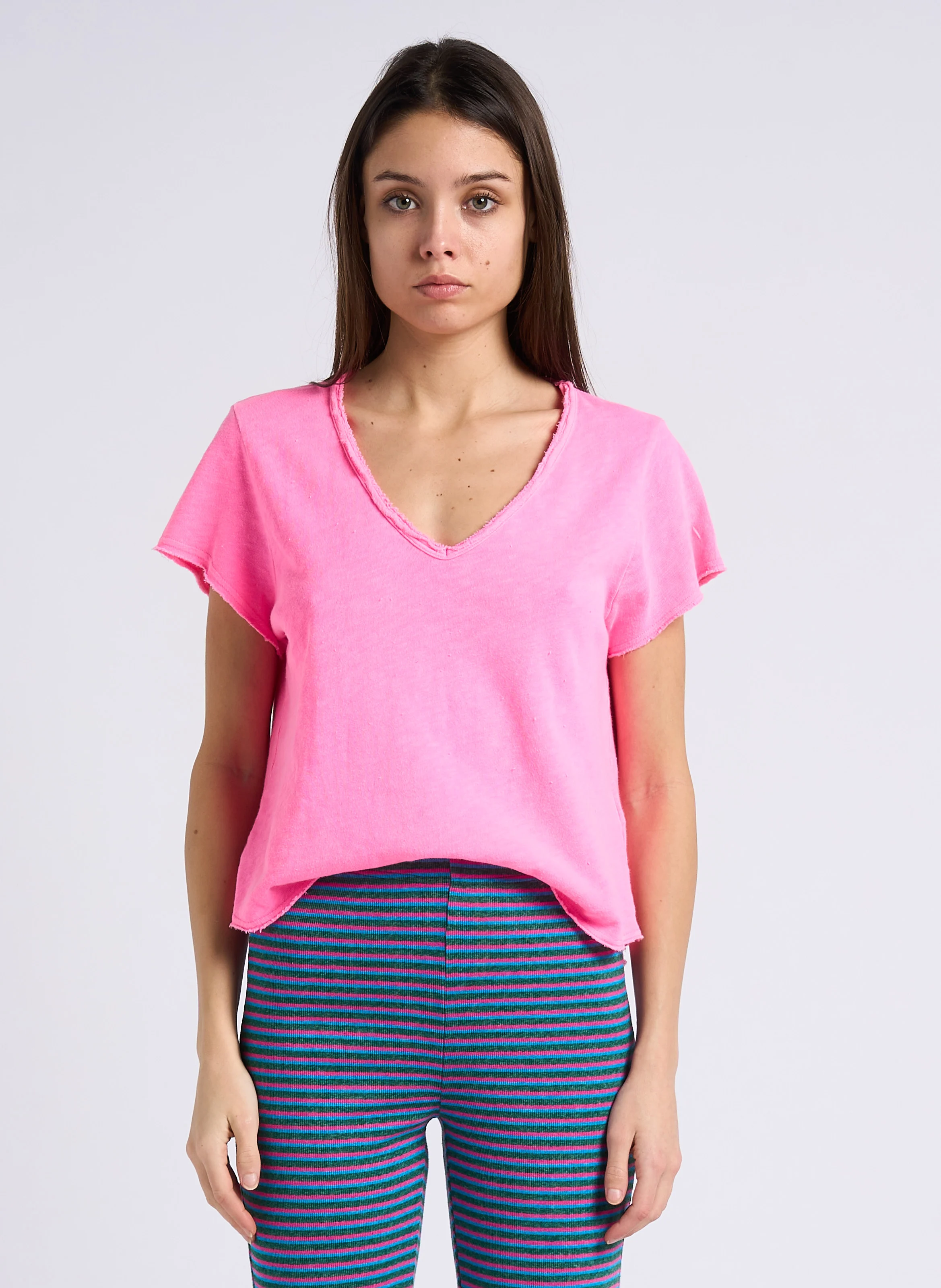 SONOMA - Tee-shirt droit col V en coton | Rose