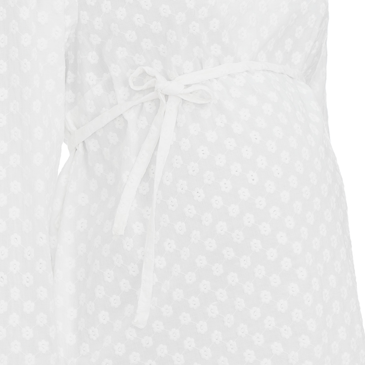Gina Mama Damen Umstands-Bluse mit Blumen-Stickerei weiss