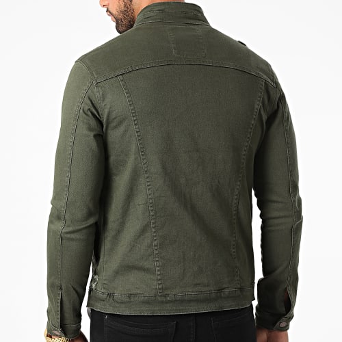 Veste Jean Zippée Super Slim Fit ZVS-016 Vert Kaki