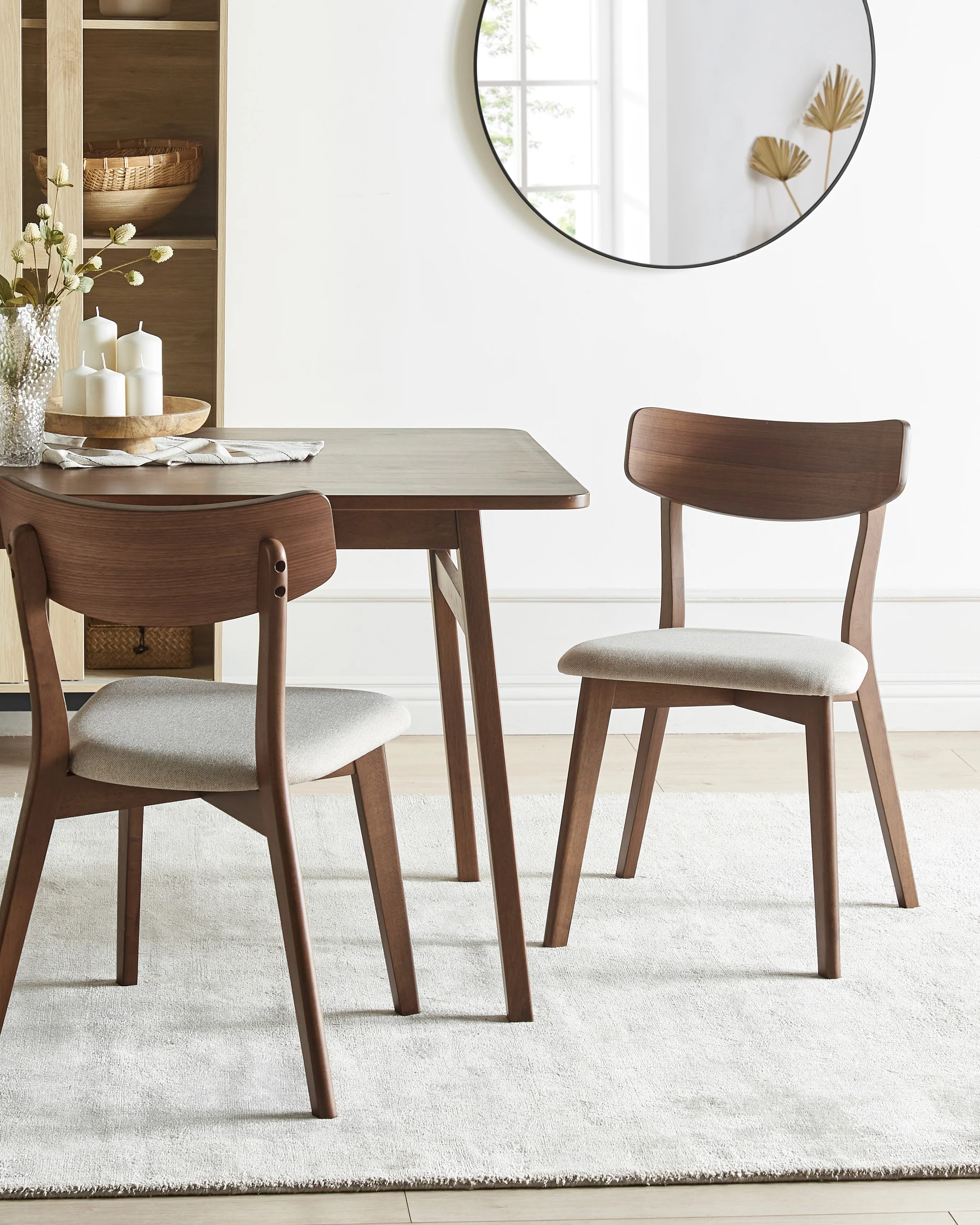 Set van 2 eetkamerstoelen HOPE Hout Donkerbruin/beige