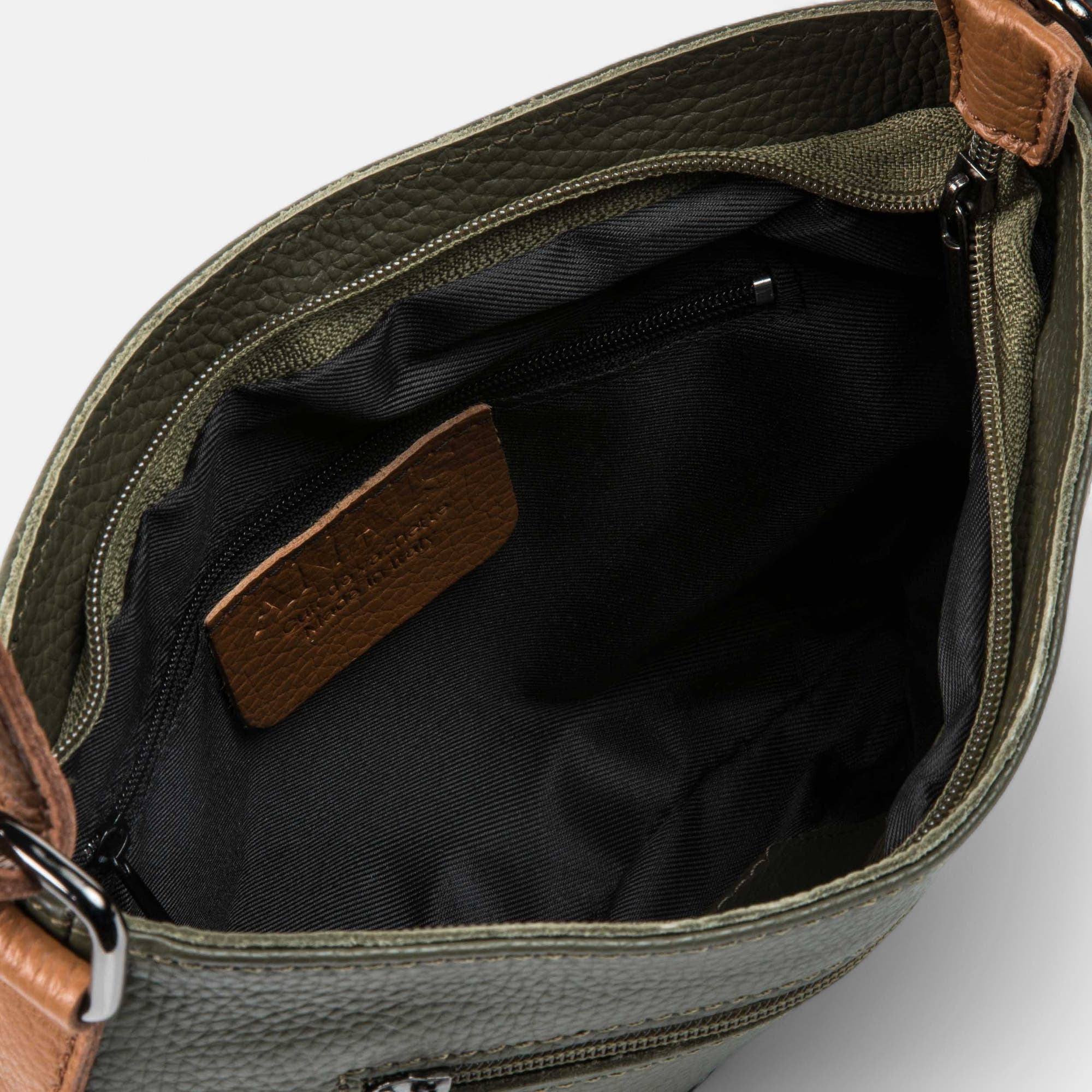 Sac bandoulière en cuir kaki
