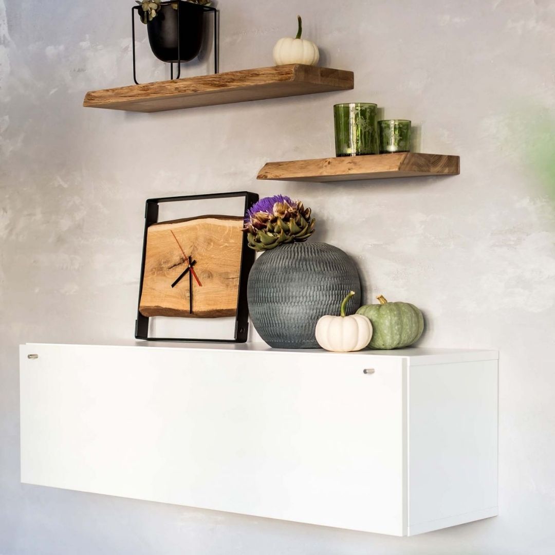 holz4home® Quadratische Wanduhr mit Stahlrahmen aus massiver Eiche von holz4home® | ohne Nuten
