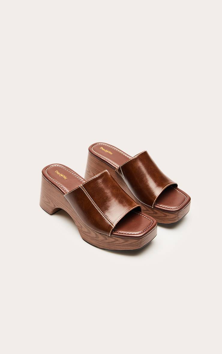Chocolat Sandales Mules À Plateforme En Synthétiquecuir