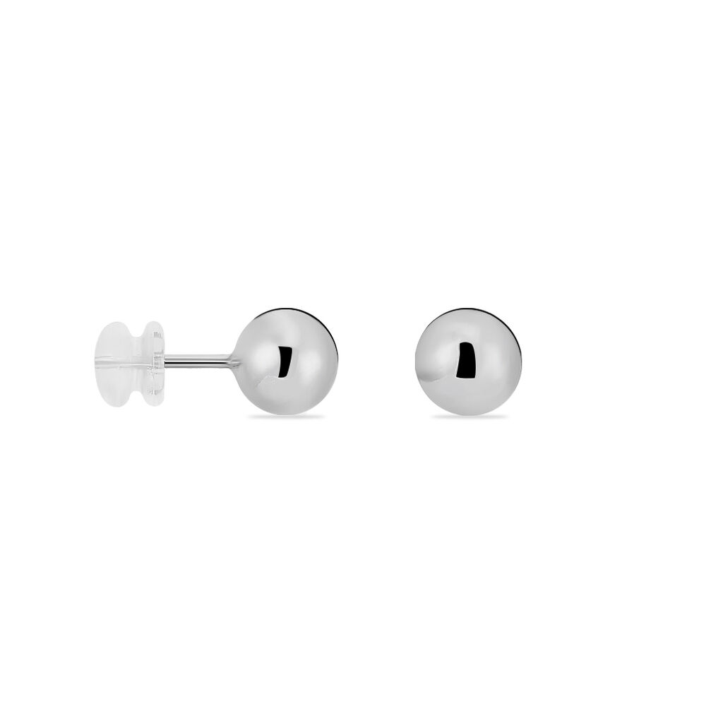 Boucles D'oreilles Puces Fidelia Boule Or Blanc