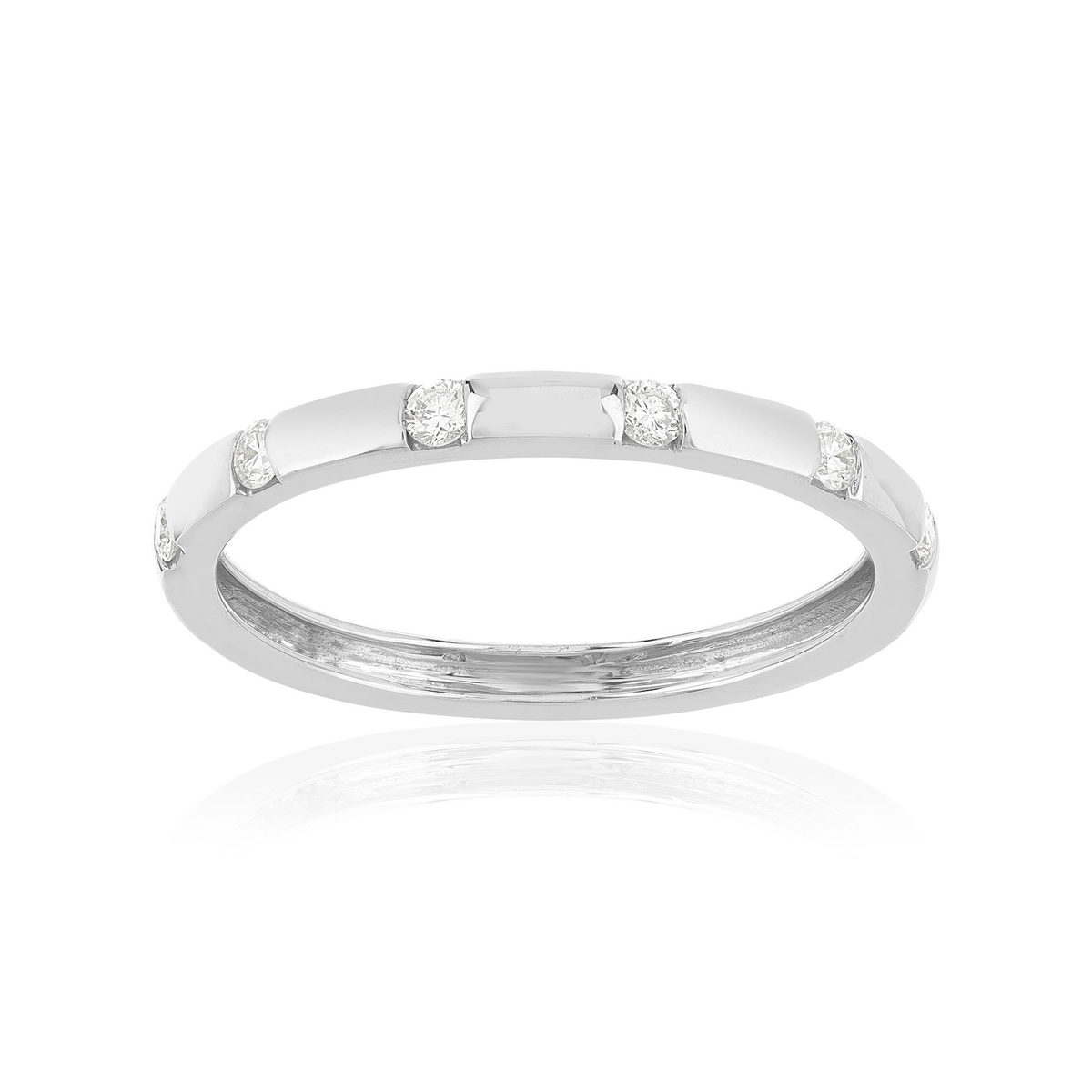 Bague or 375 blanc diamants
