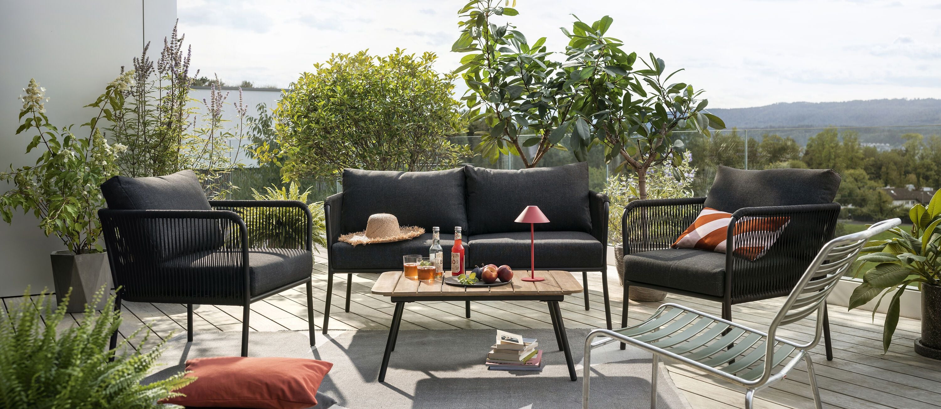 RHODOS Loungeset - Schwarz