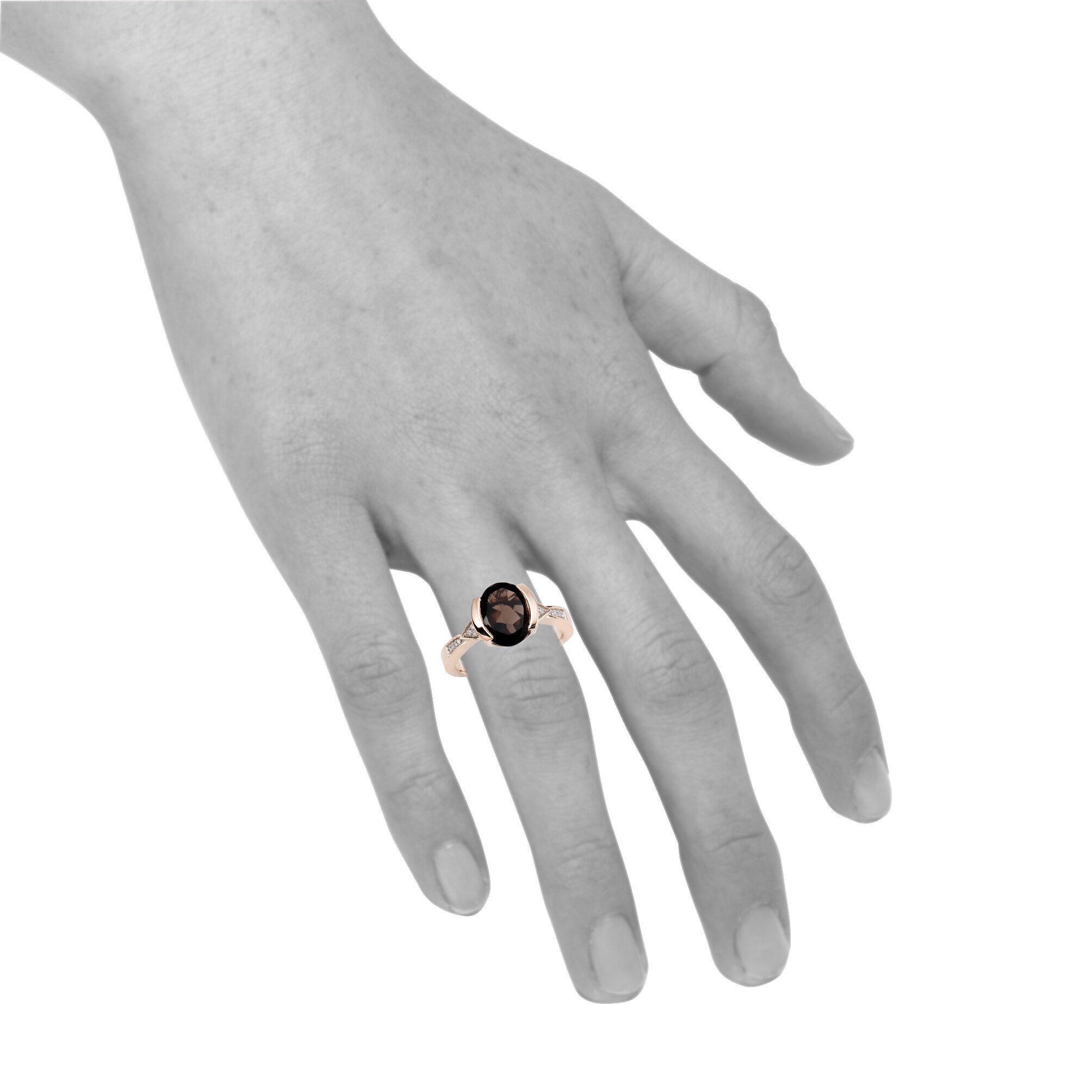 Diamonds by Ellen K. Ring 375/- Gold Rauchquarz mit Diamant 0,04ct.