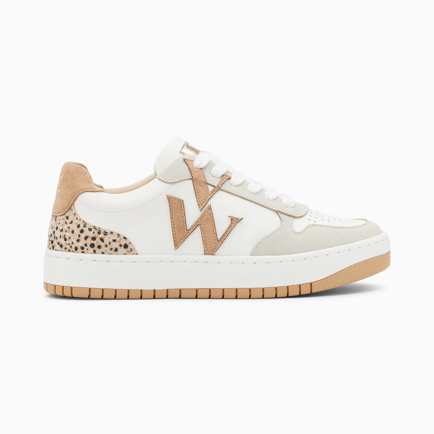 Sneakers-Baskets monogramme Esmée blanc et beige