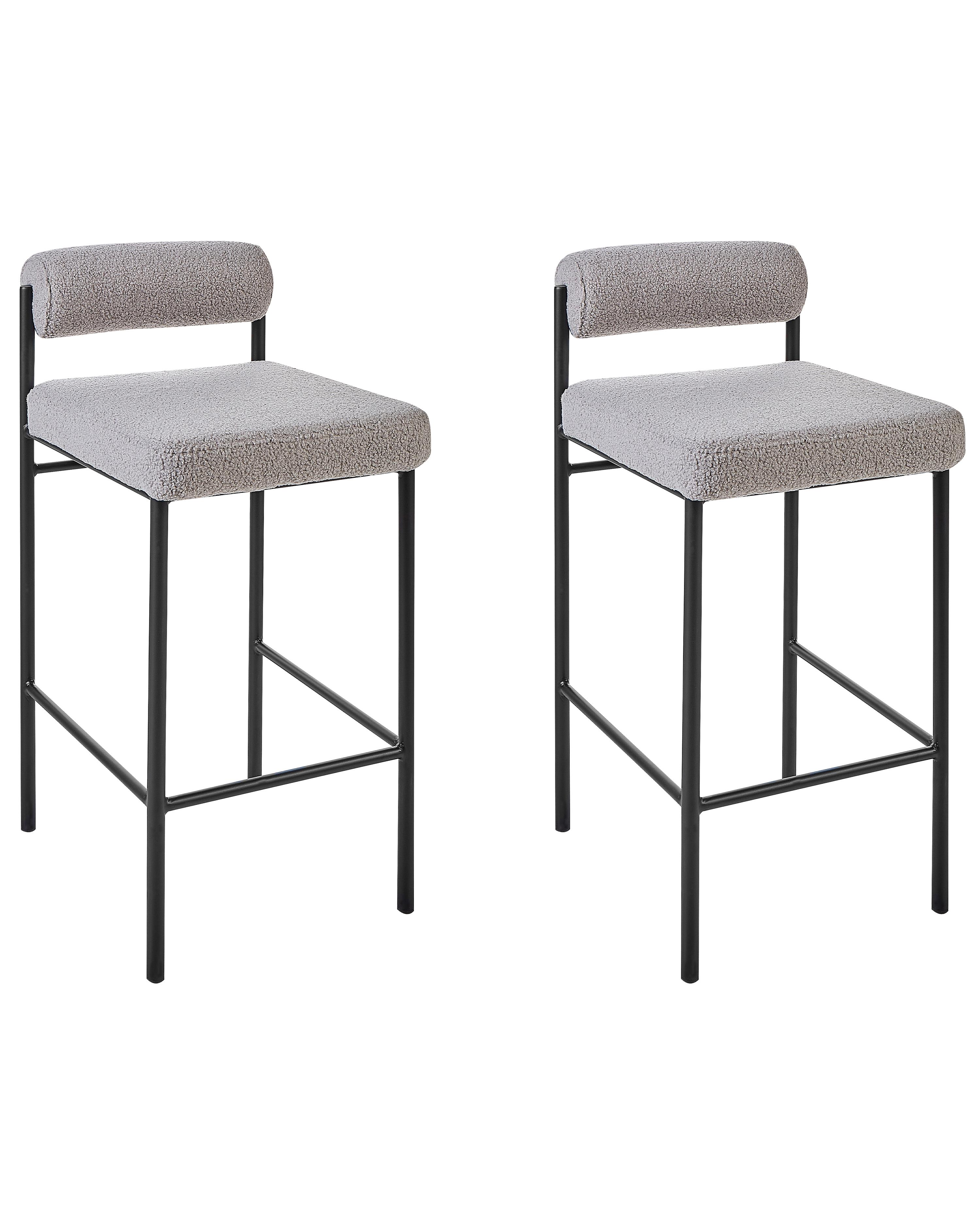 Set van 2 barstoelen AMAYA Bouclé Grijs