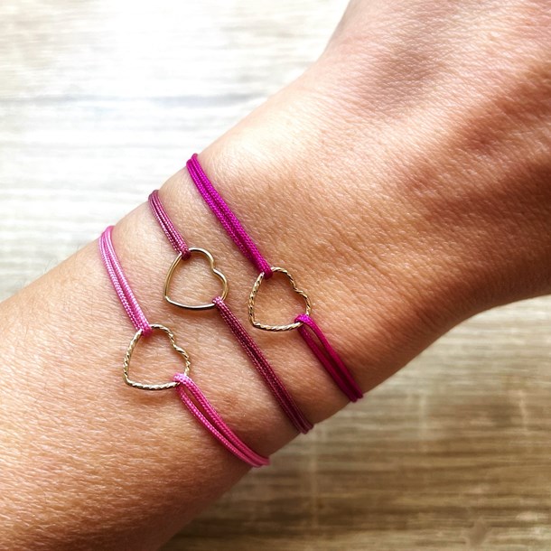 Bracelet réglable mon cœur vieux rose