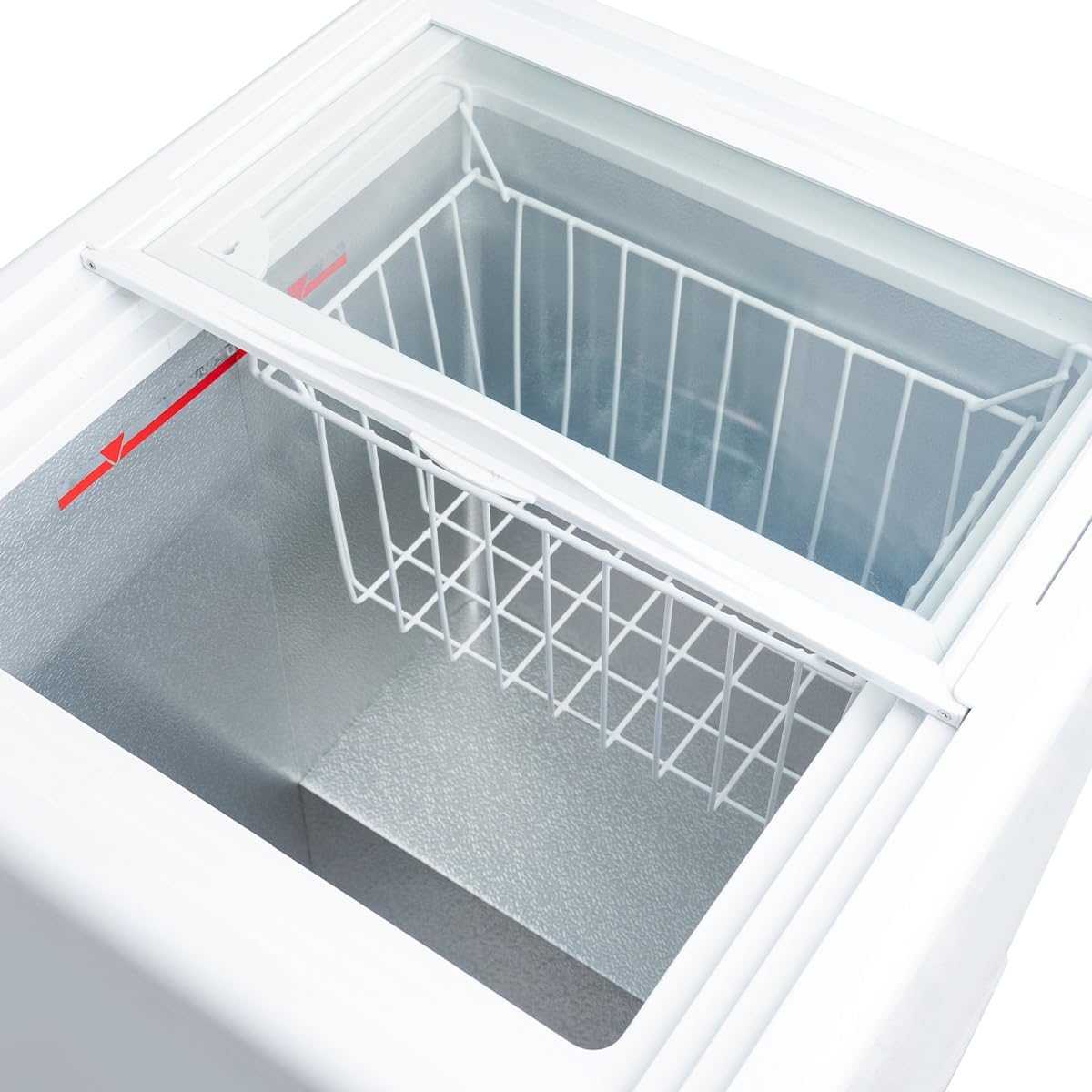 Gefriertruhe ECO 100 I Tiefkühltruhe klein 97L I Kühltruhe abschließbar I Gefriergerät mit Glasschiebedeckel I -18°C bis -22°C