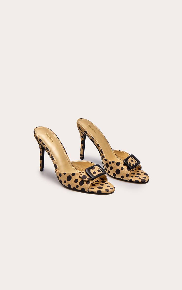 Naturel Mules À Talons À Boucle En Synthétique Imprimé Girafe
