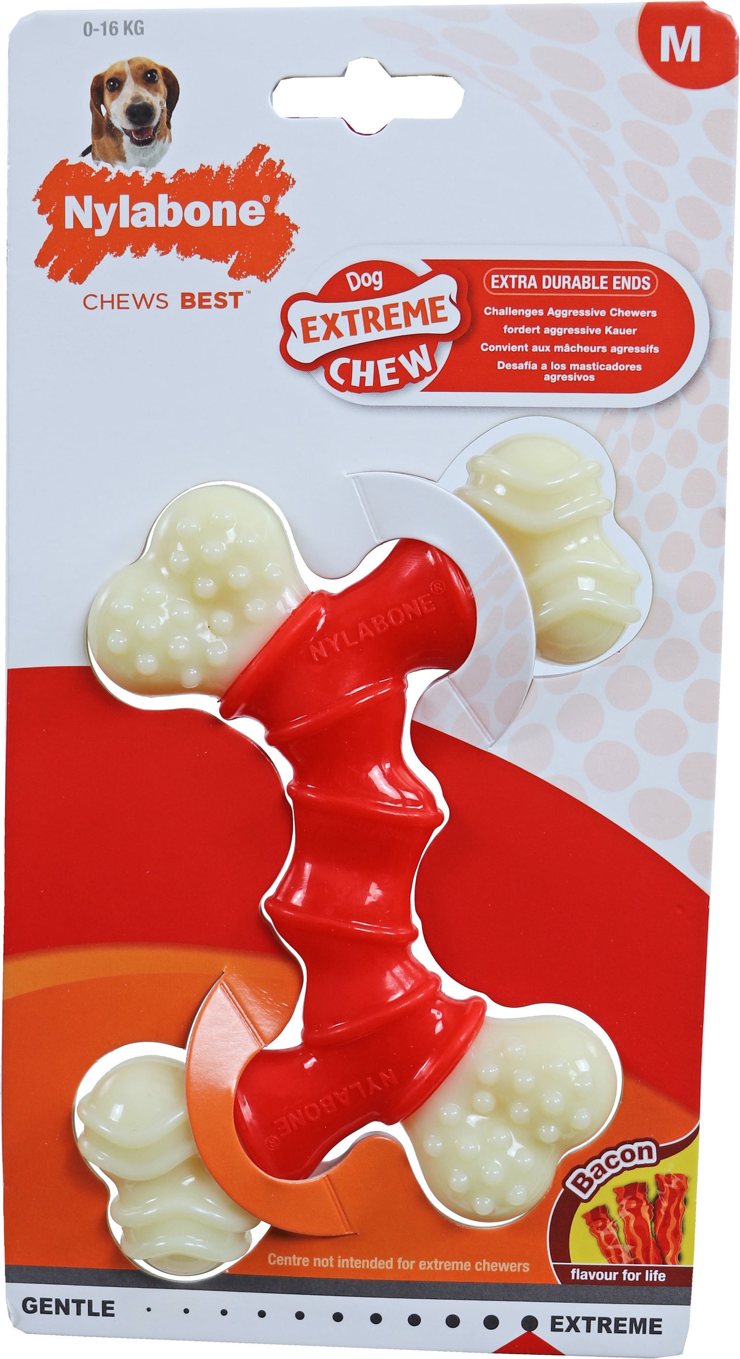 Nylabone hondenspeelgoed Extreme Chew dubbel bacon adult M