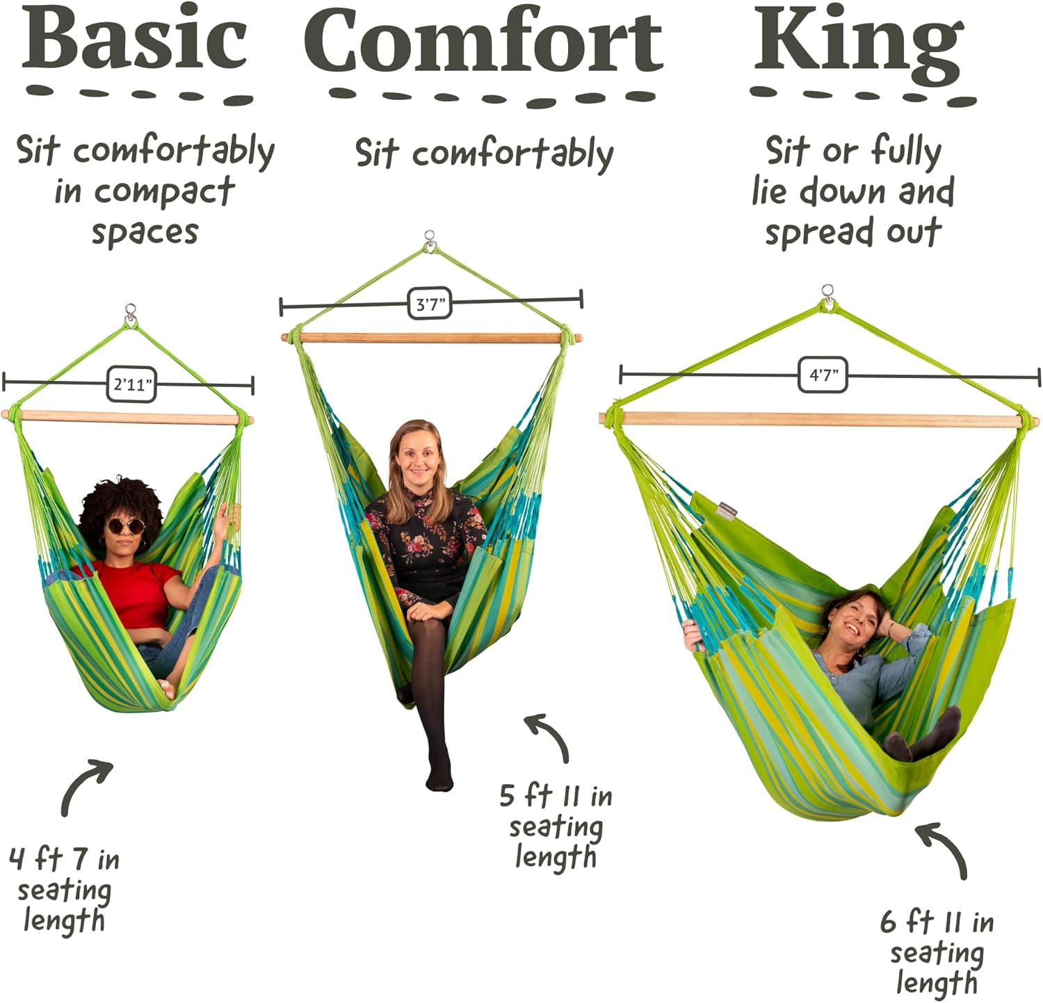 La Siesta® - Domingo Hängesessel Basisgröße - Wetterfest mit Bambusholz, 360° drehbar, großzügige Maße - Bequemer Hängesessel. (Lime)