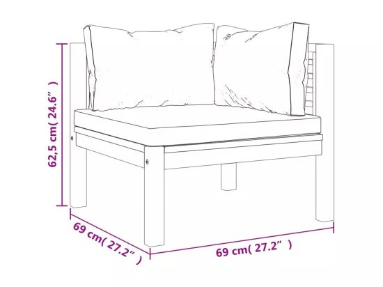 Salon de jardin 12 pcs avec coussin crème Bois d'acacia solide