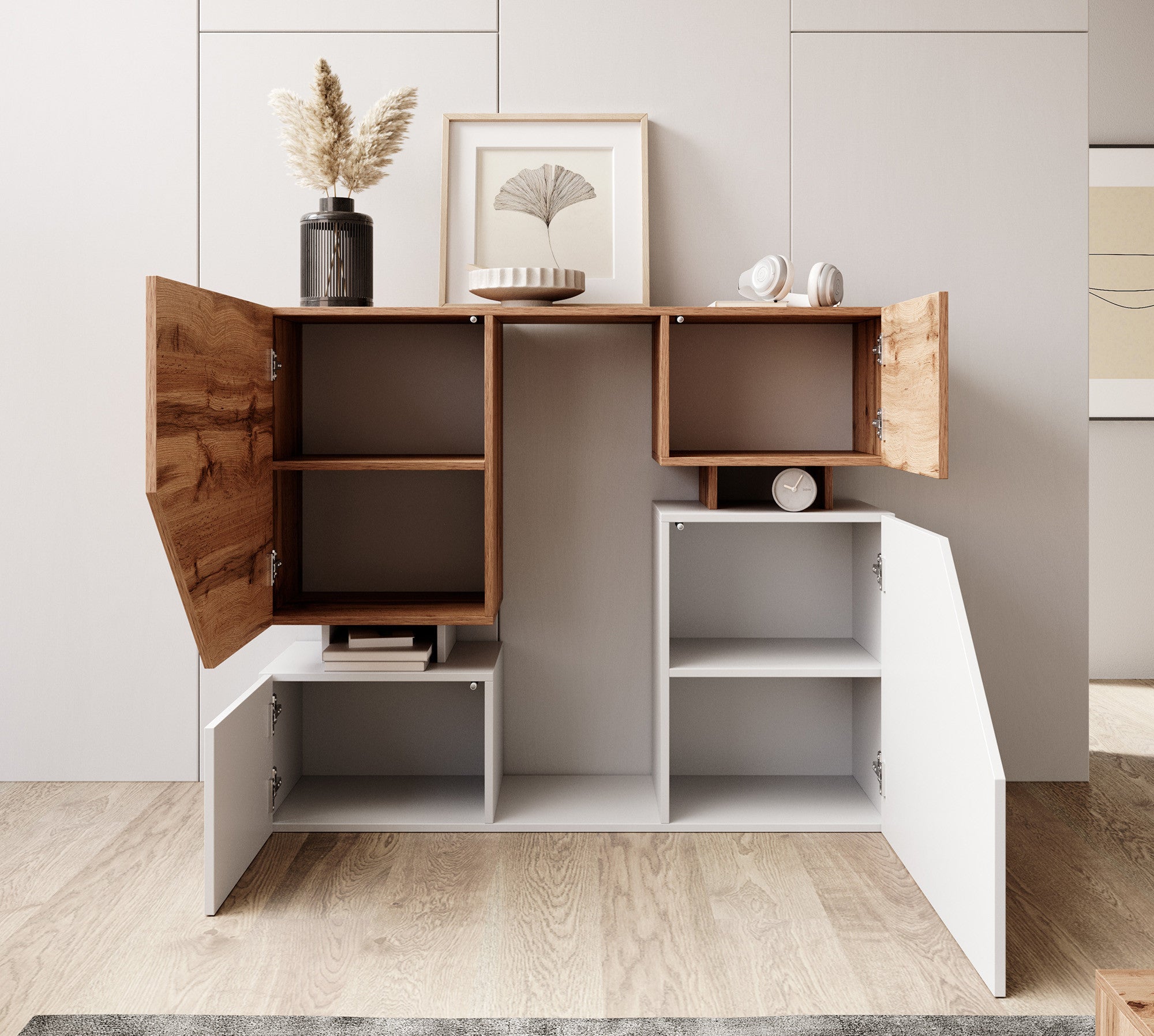 Canberra - Dressoir - Eiken/wit - 120x35x100 cm