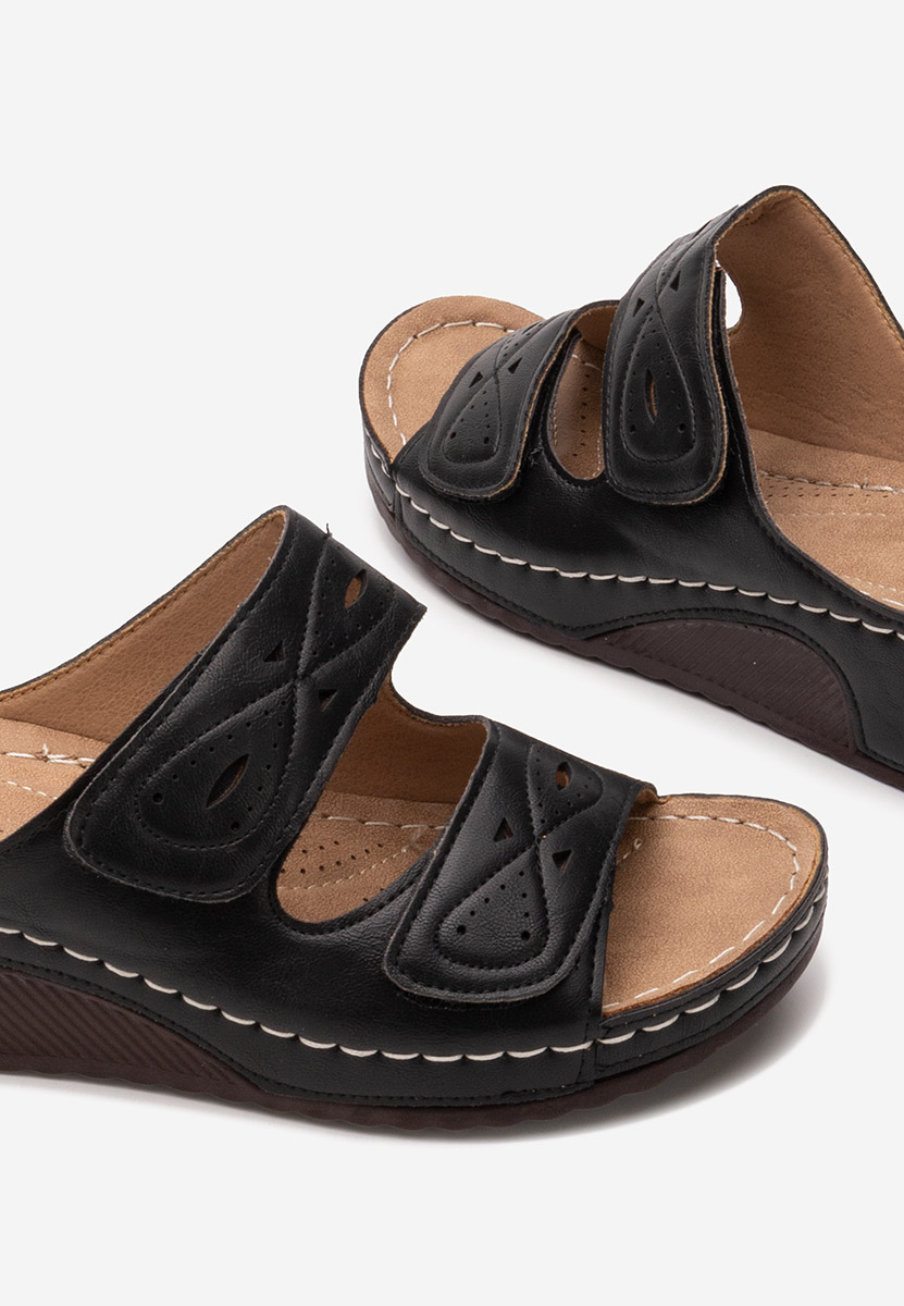 Mules compensées noirs Elenea