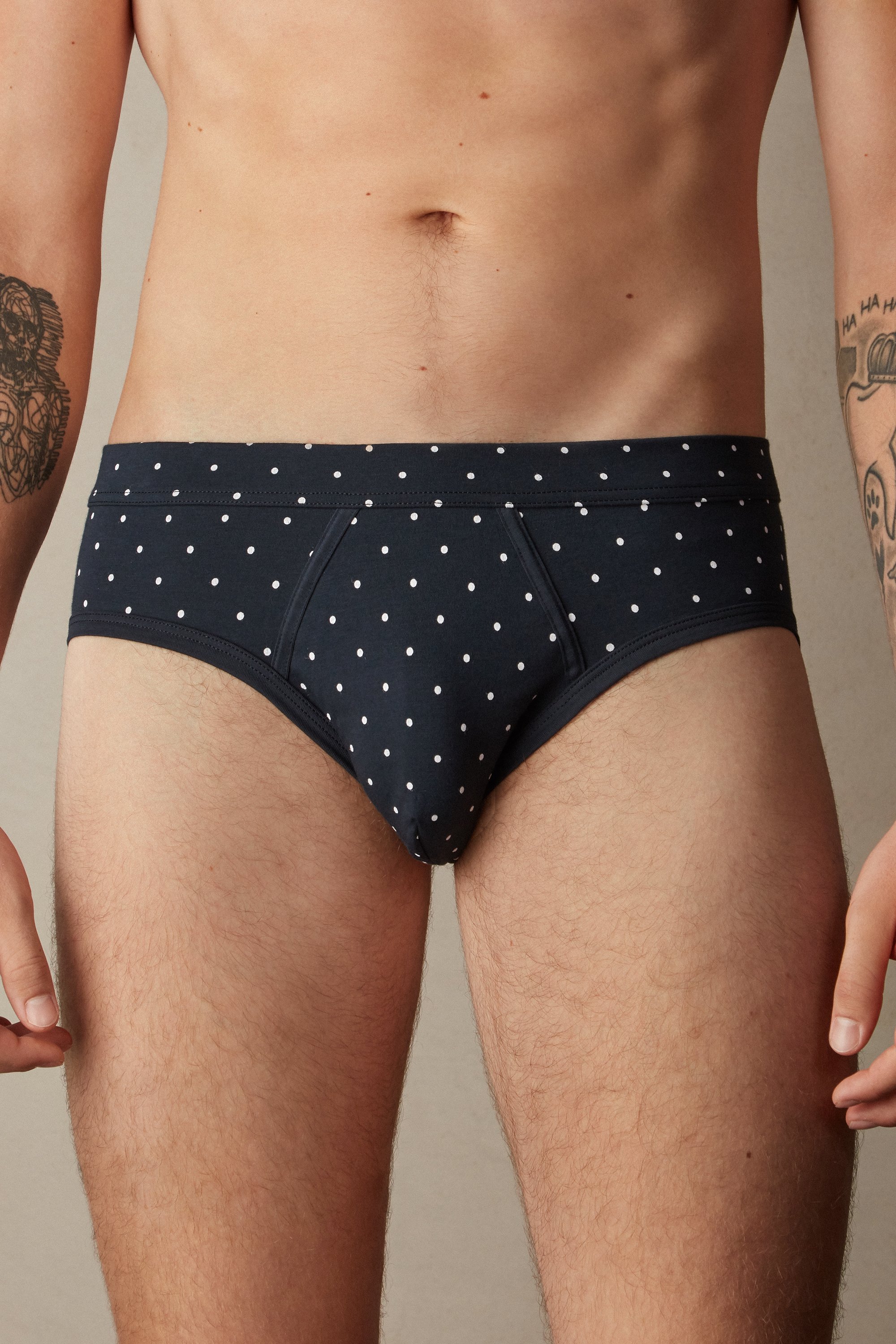 Cueca de algodão elástico Supima® com estampa de bolinhas