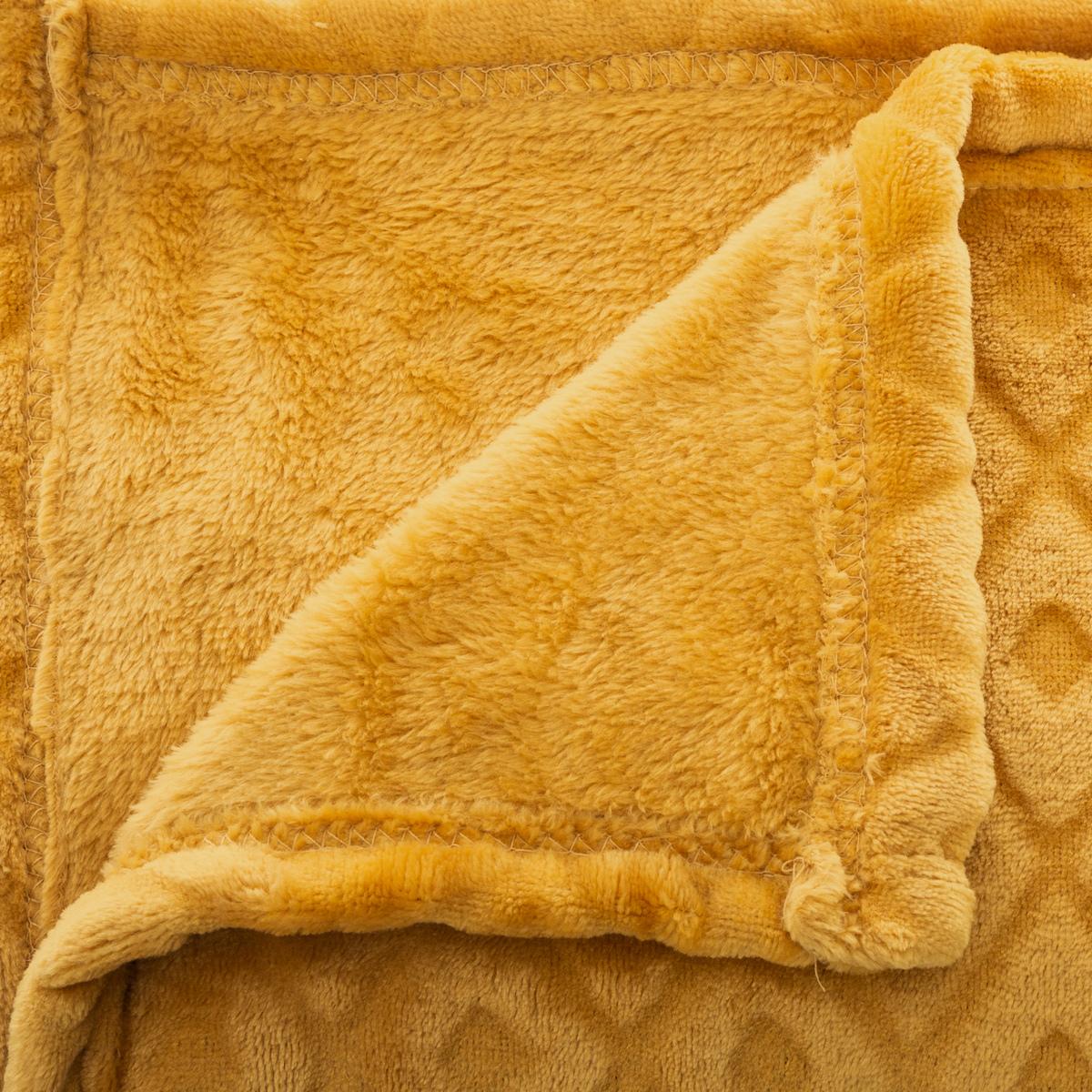 PLAID FLANELLE 3D LOSANGE OCRE 180X230CM