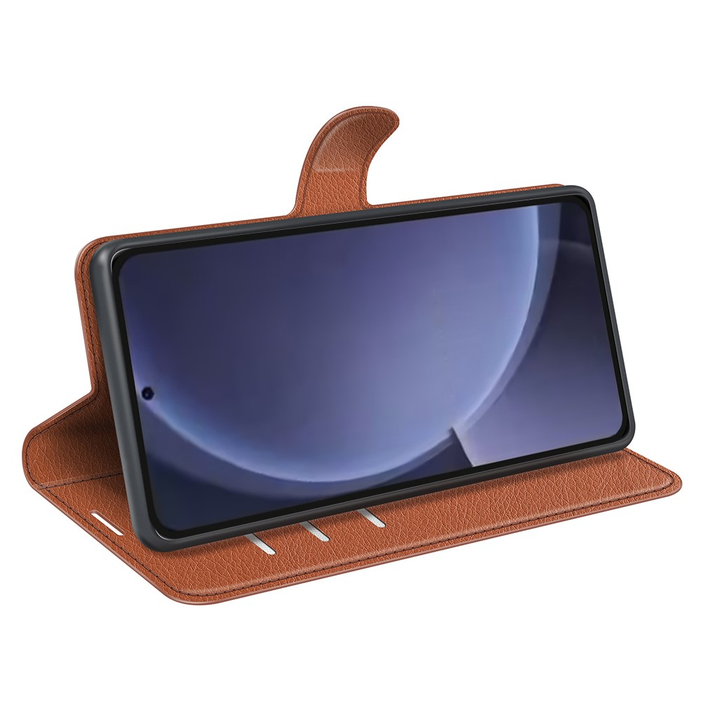 Samsung Galaxy S25  Plus Leder Tasche Flip Cover Litchi Look - Braun