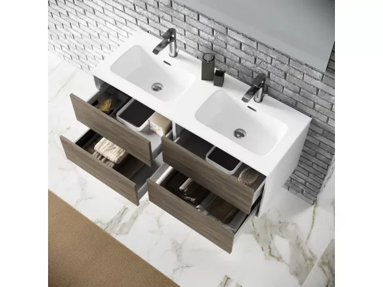Ensemble de salle de bain double vasque 4 pièces IGEA chêne cendré