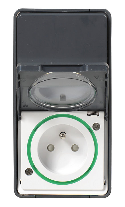Interrupteur va-et-vient + prise avec terre verticale étanche complets saillie Schneider Electric Mureva Styl anthracite