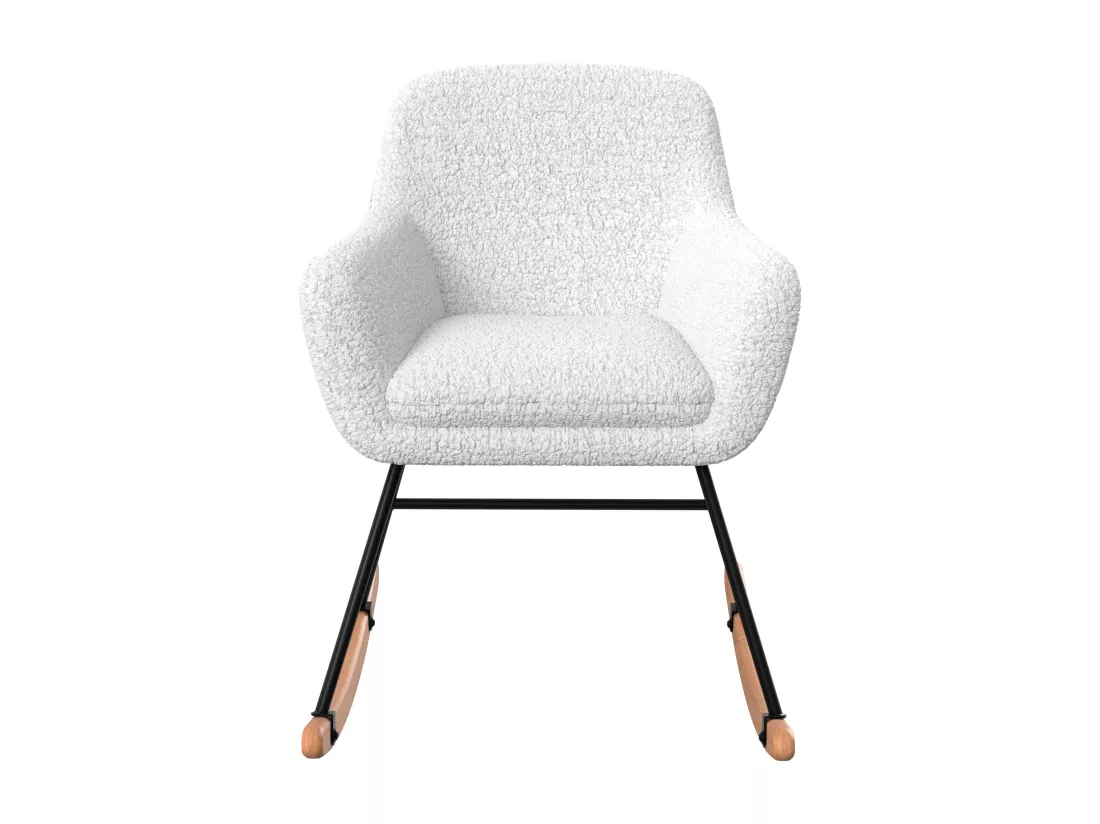 Rocking-chair en tissu bouclé blanc - Isola
