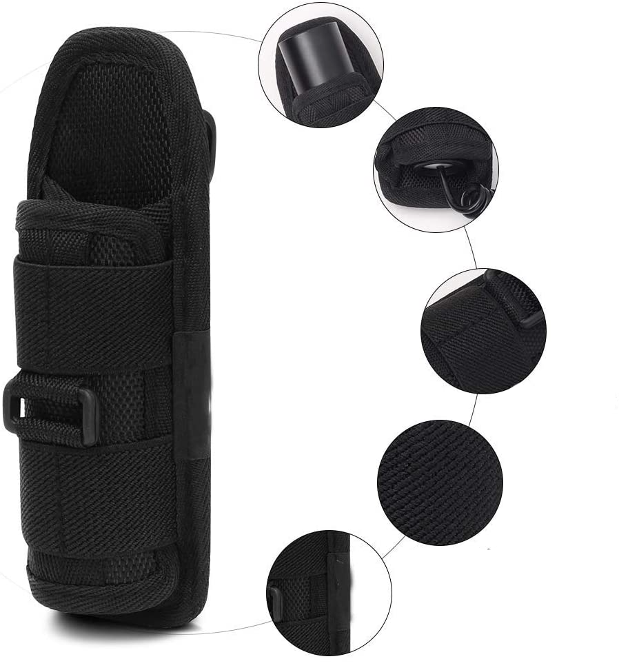 (155x55mm) Taschenlampe Tasche Flexibler 360° Grad Gürtel Schutz Halterung mit Clip - Schwarz