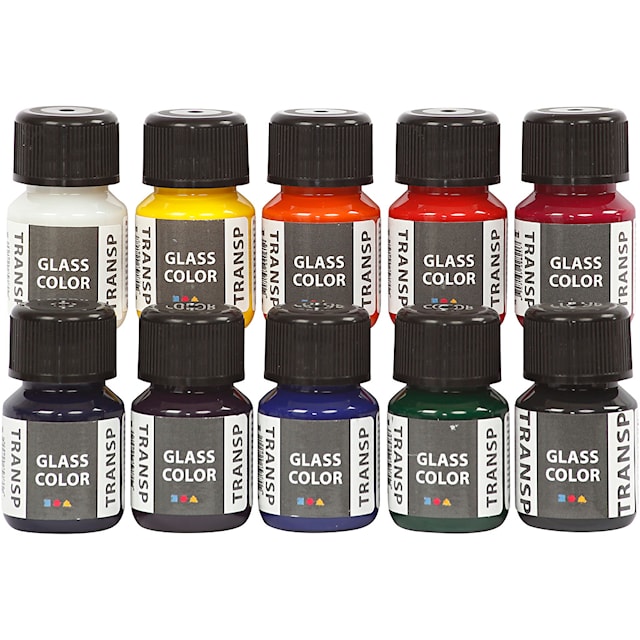 Glass Color Transparent, ass. farger, 10x30 ml/ 1 pk.