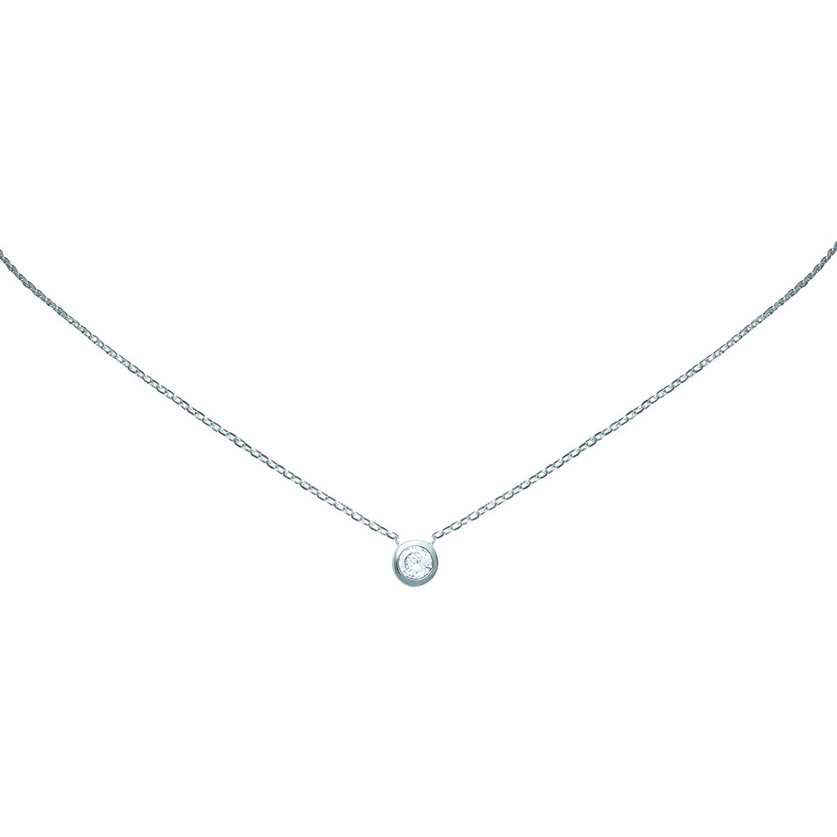 Collier Brillaxis solitaire serti clos argent