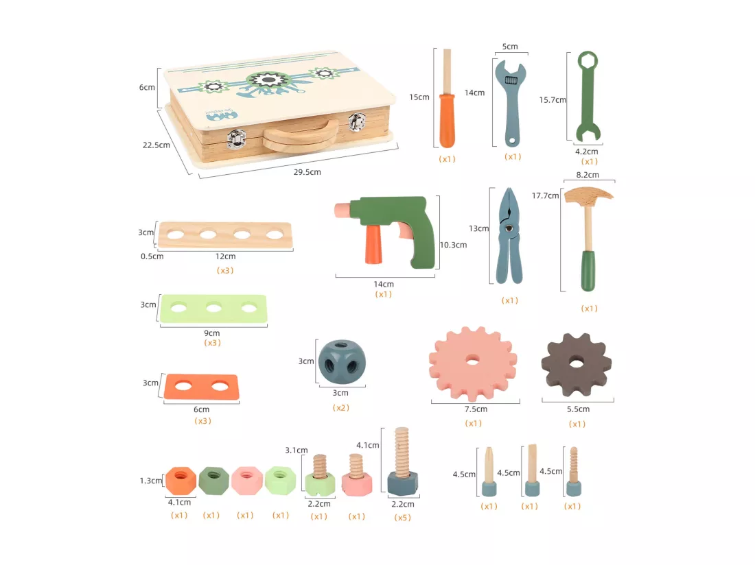 Jeu de Valise à Outils pour Enfants Subeir À partir de 3 ans Bois Multicolore 6x29,5x22,5