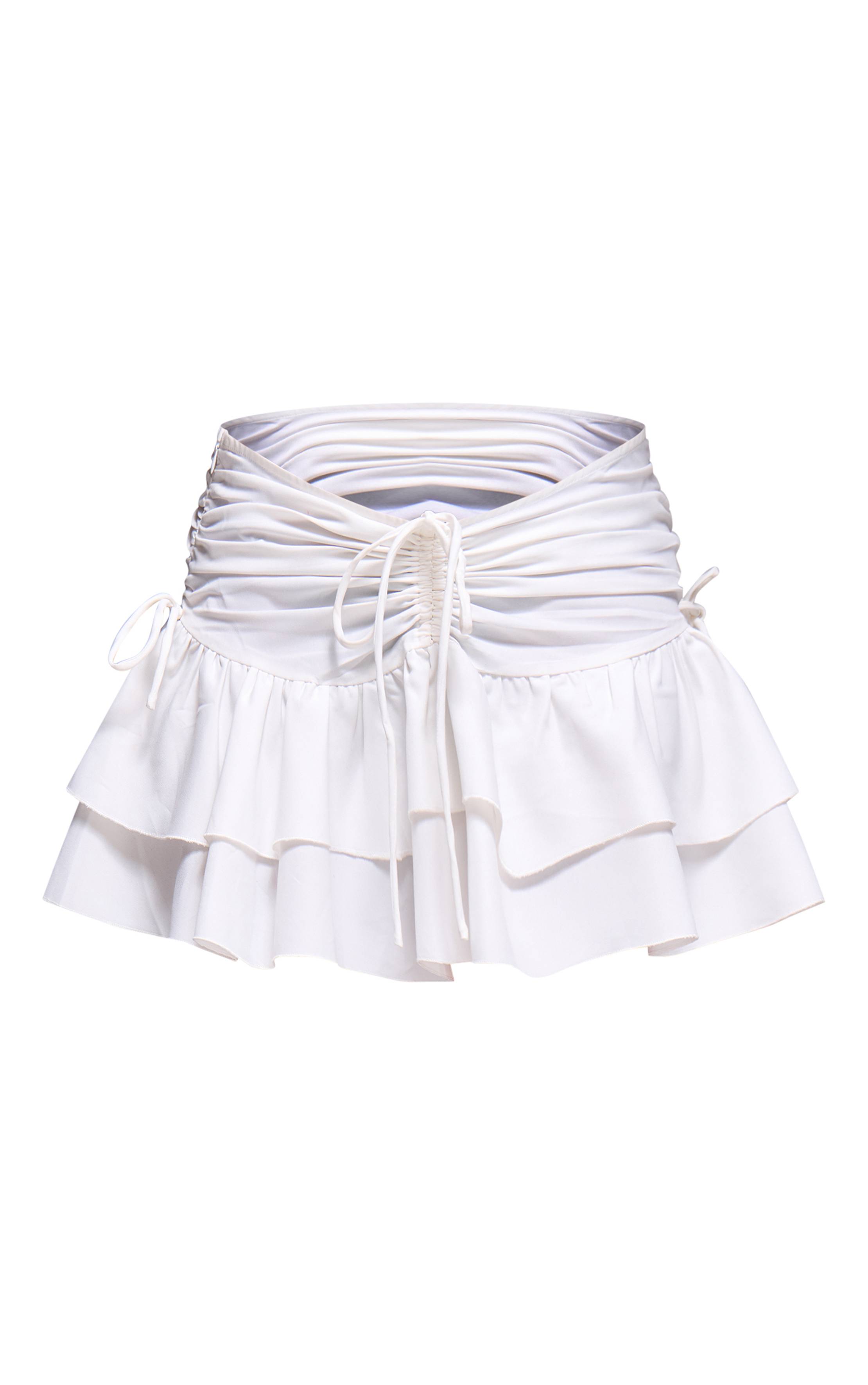 Blanc Mini-jupe Froncée À Volants