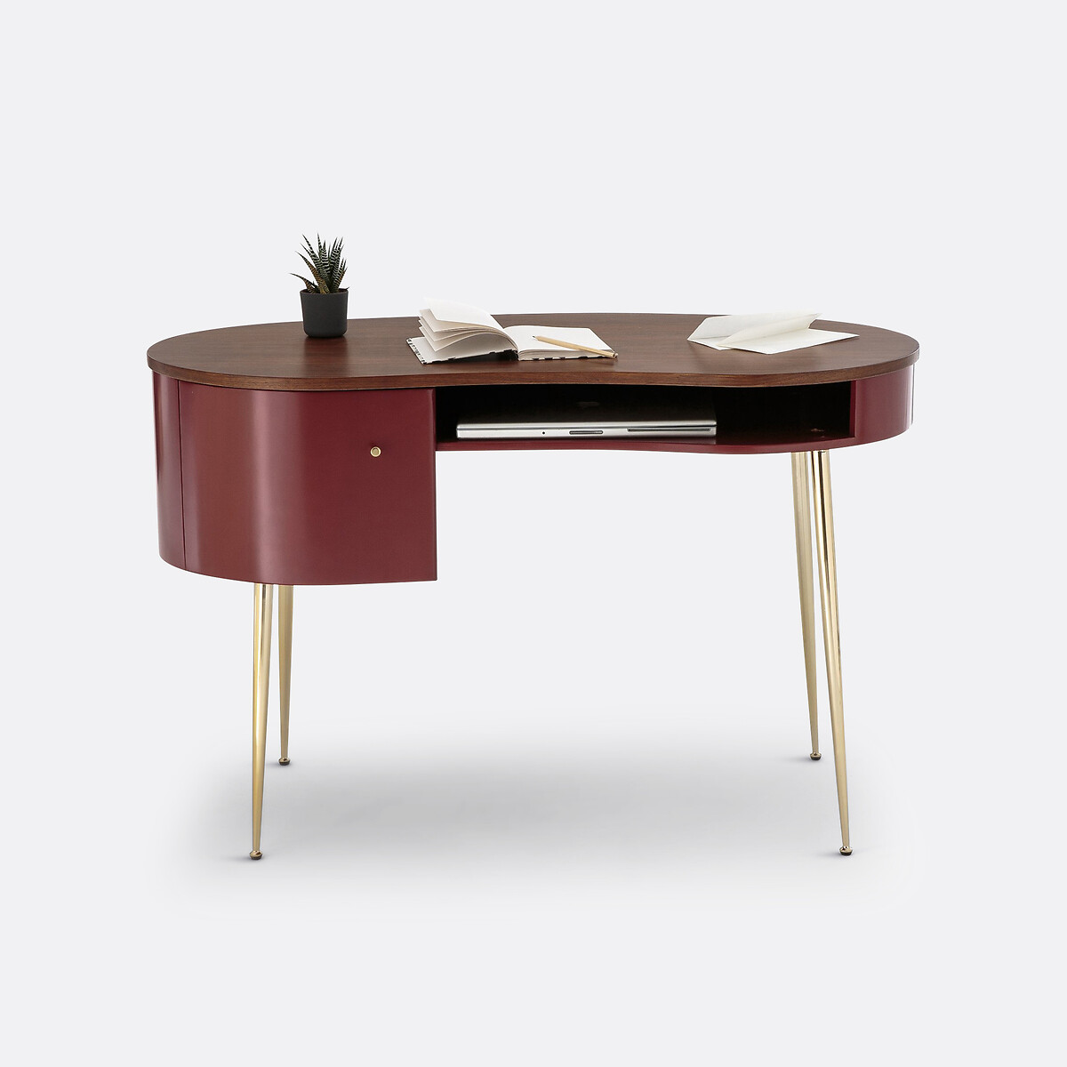 LA REDOUTE INTERIEURS<br>mesa vintage folheada a nogueira, Topim