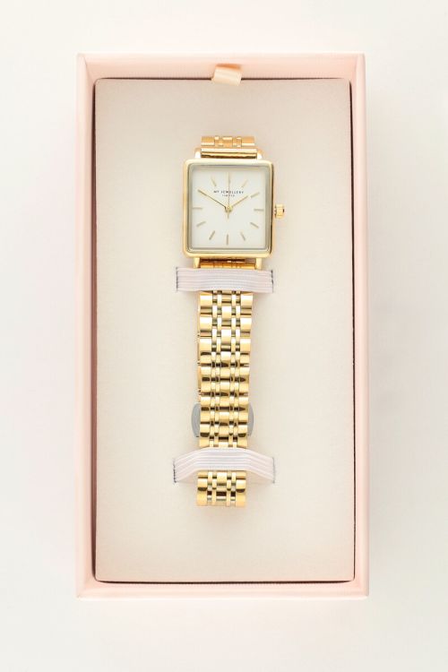 Vierkant horloge met witte wijzerplaat