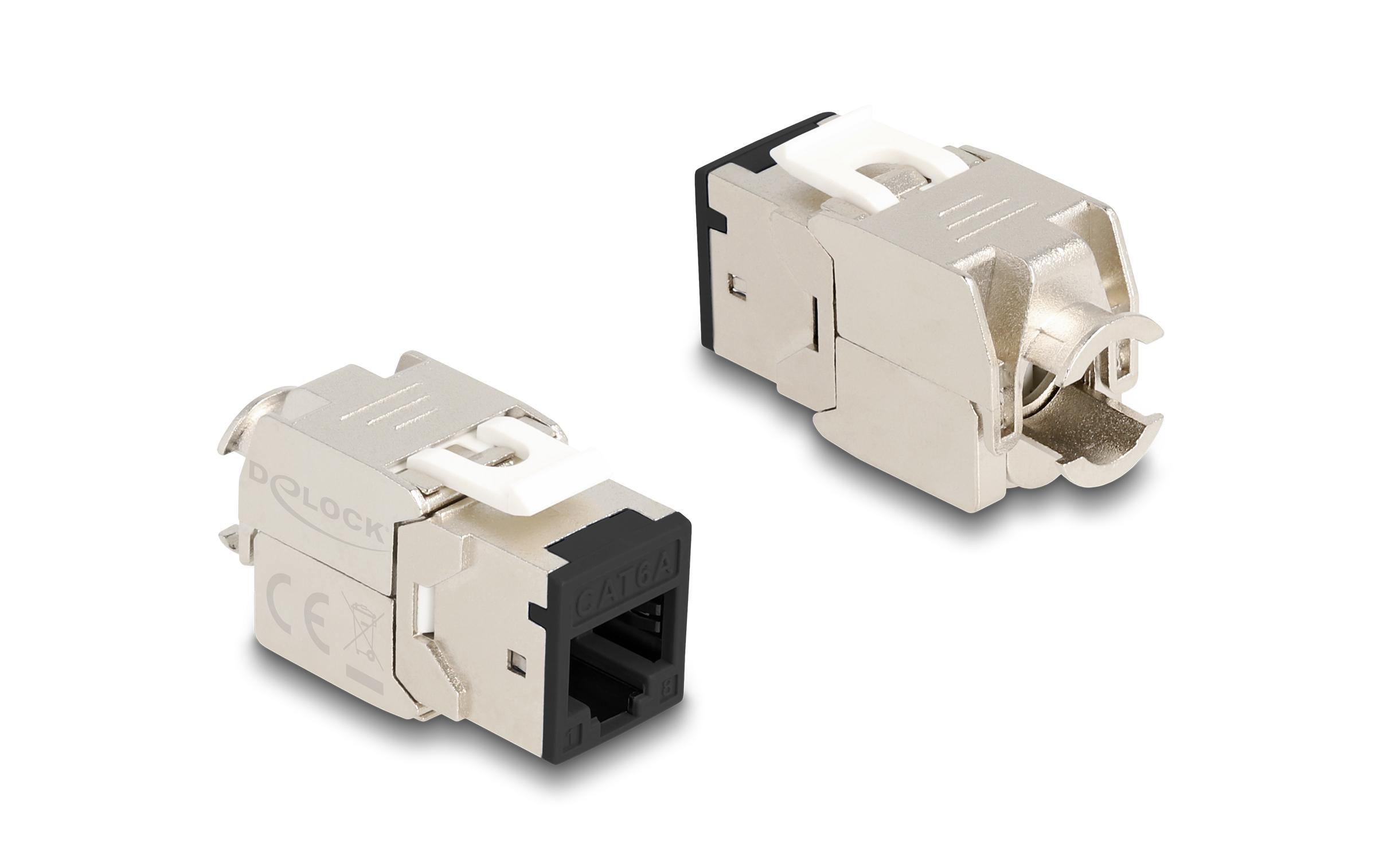 Keystone-Modul RJ45 zu LSA Cat.6A Schwarz, 10 StückDelock Keystone Modul RJ45 Buchse zu LSA Cat.6A werkzeugfrei schwarz Set 10 Stück