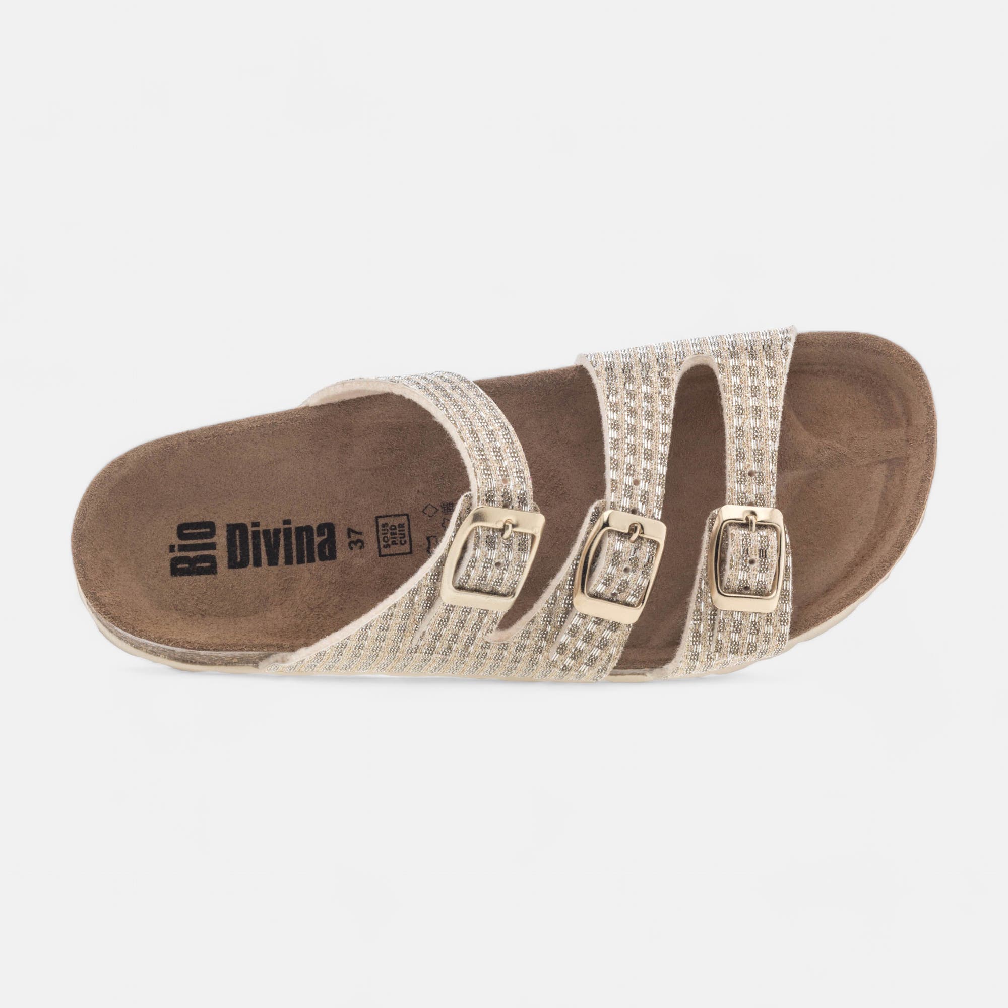 Mules semelle liège Femme or
