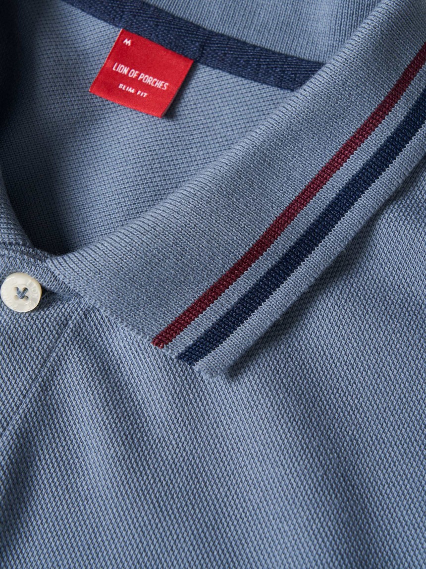 Polo piqué slim fit com riscas