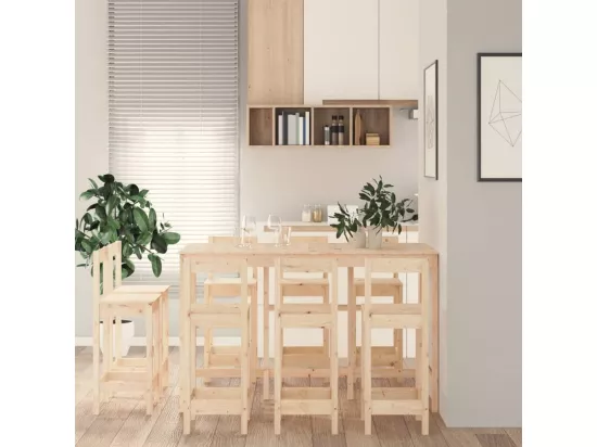 Ensemble de bar 9 pcs Bois de pin massif