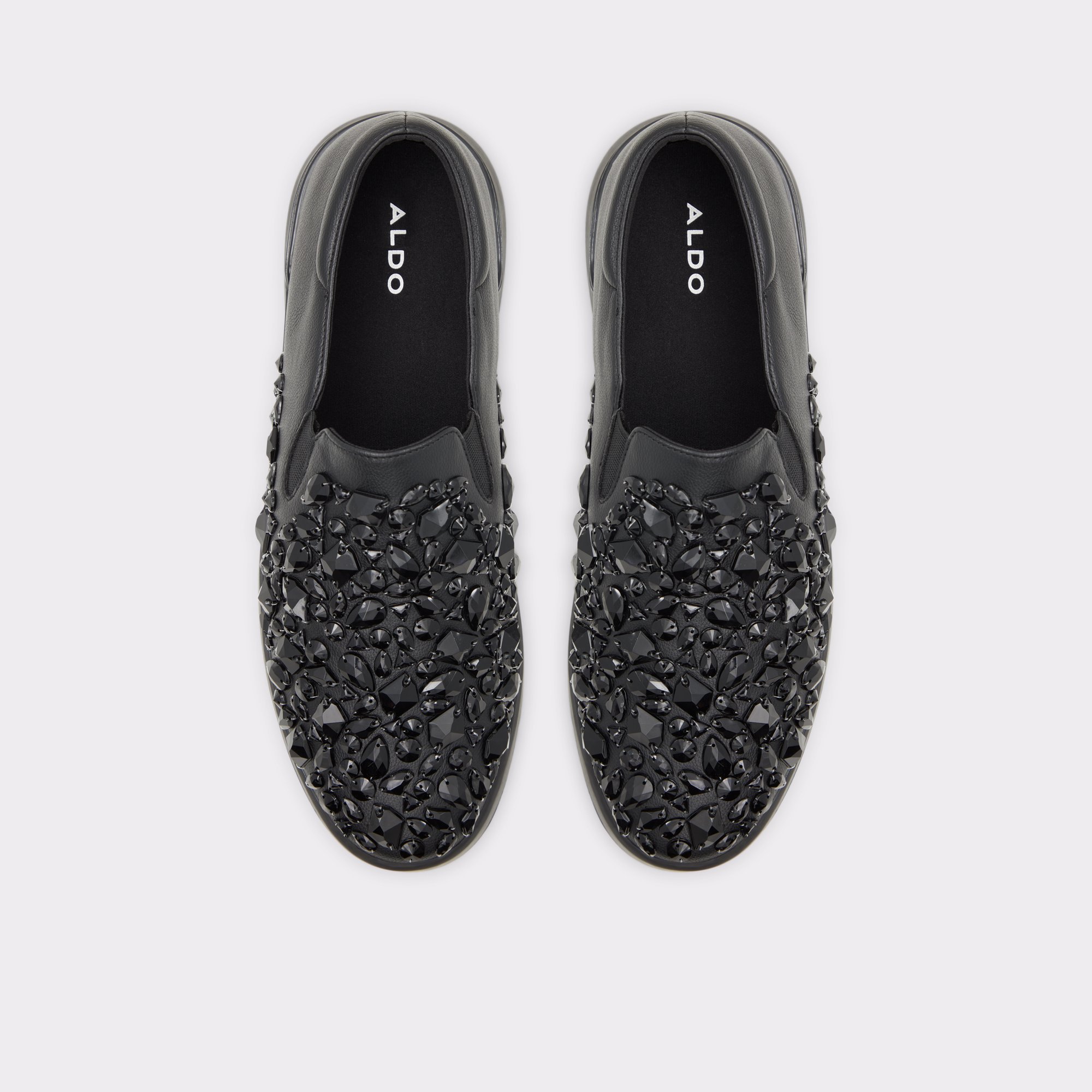 Reo Black Synthetic Shiny Men Slip-ons