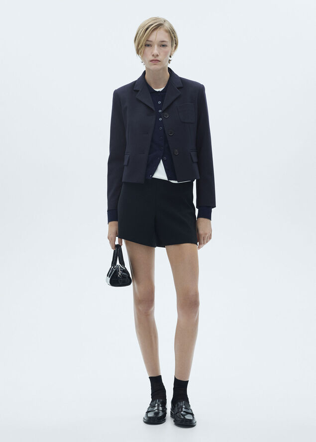 MANGO Cropped jacket with buttons Navy