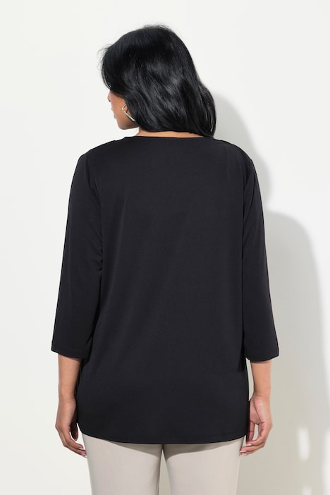 Shirt, Wickeloptik, V-Ausschnitt, 3/4-Arm, Modalmix
